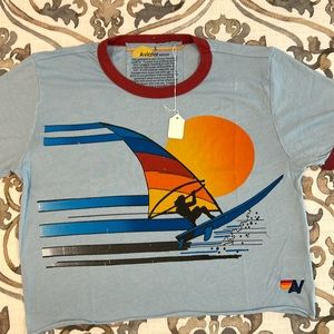 Aviator Nation Boyfriend tee with silk screened wind surfer and embroidered logo